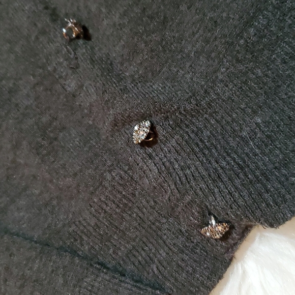 New York & Company taupe brown gray cardigan sweater button down sparkle buttons - Picture 5 of 6